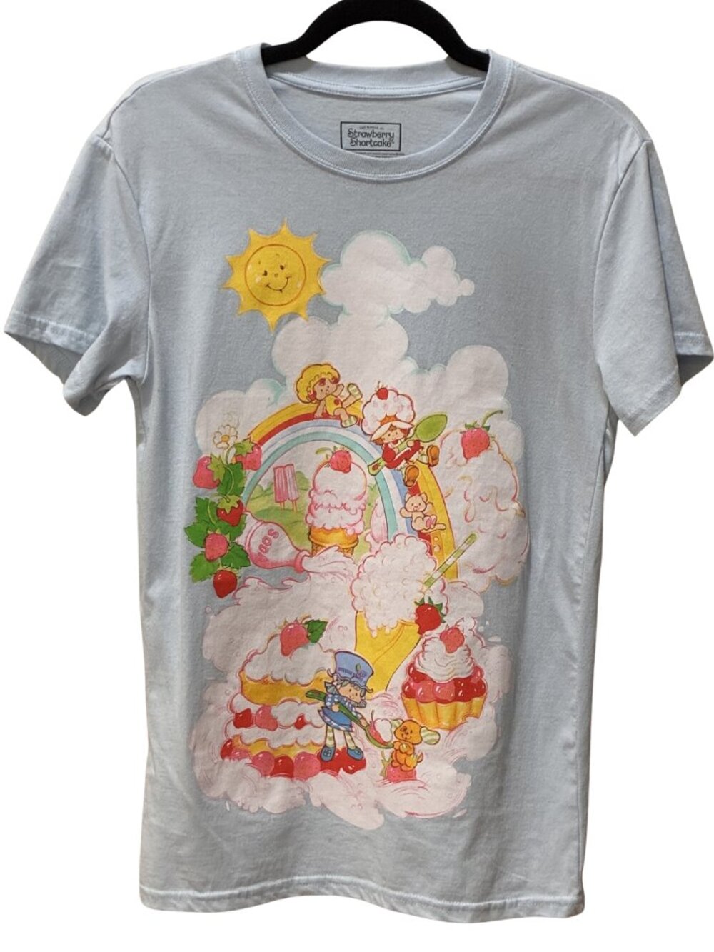 Strawberry Shortcake & Friend Sweet Dreams Light Blue Retro Graphic Tee Vintage